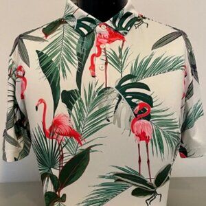 CS Tan Flamingo Print Polo